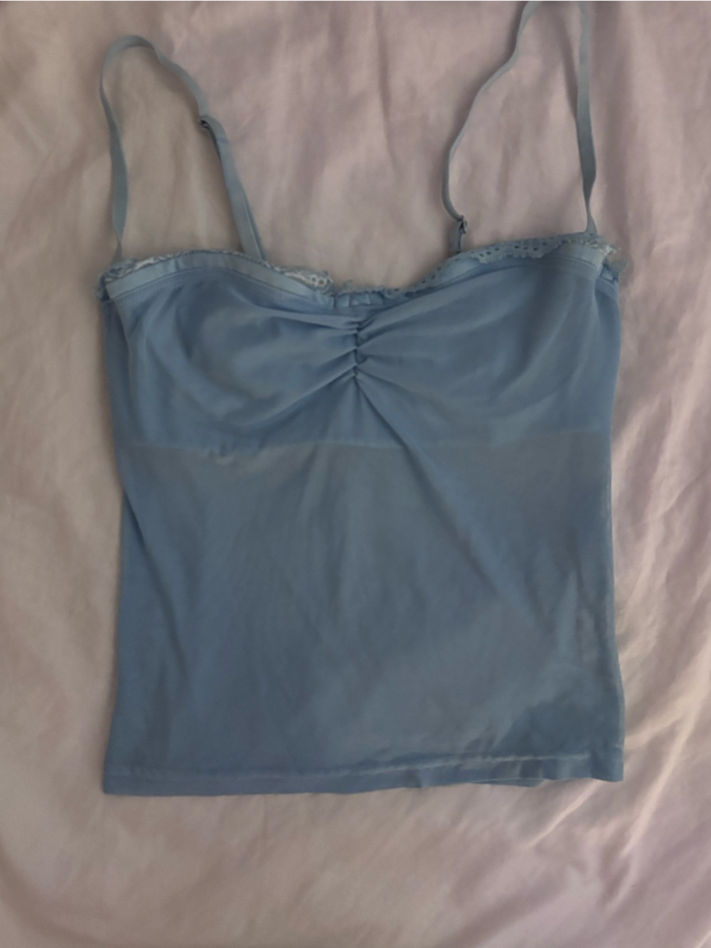 Edikted Light Blue Lace-Trim Bandeau Camisole